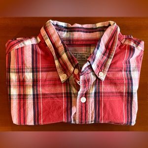 J Crew Mens Size M Shirt Red Plaid Button Up Long Sleeve Cotton